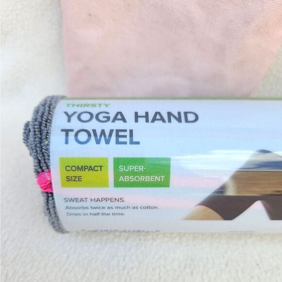 Gaiam Thirsty Yoga Hand Towel Gray and Pink - Picture 3 of 8